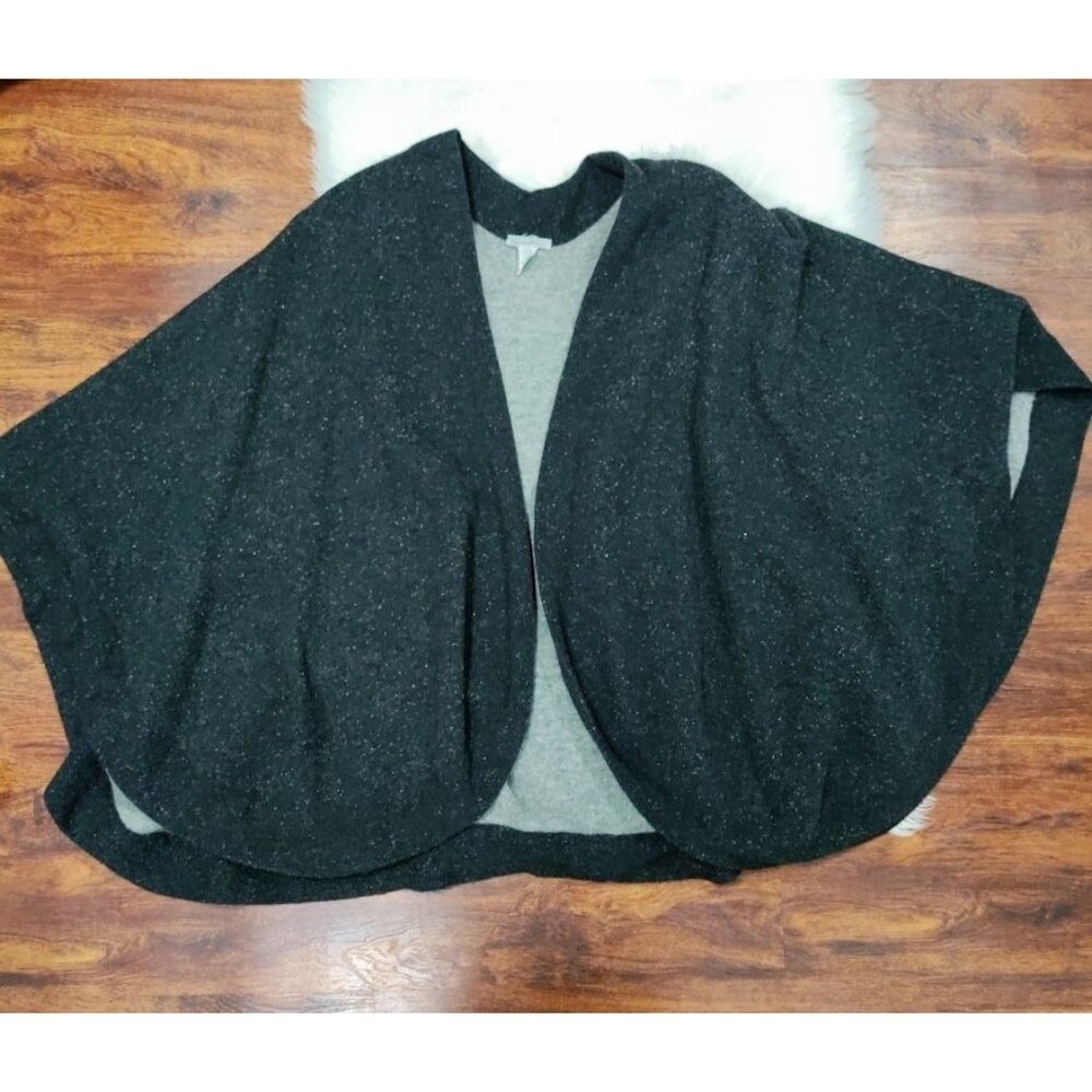 Bloomingdales Italian Wool Blend Poncho In Gray Black With Angora Silk - Picture 4 of 9